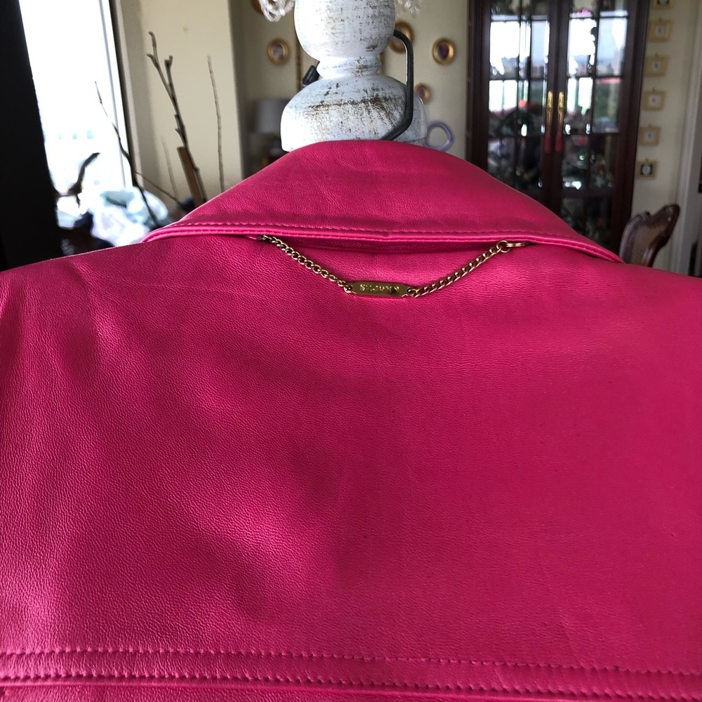 🔥 SALE! St John Pink Napa Leather Jacket Like New - Picture 10 of 16